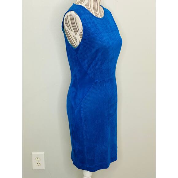 Anthropologie Greylin Blue Micro Suede Dress Women Size Small Perforated Texture - Picture 3 of 9